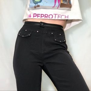 Bedazzled JinYena Fashion Black High waisted pants